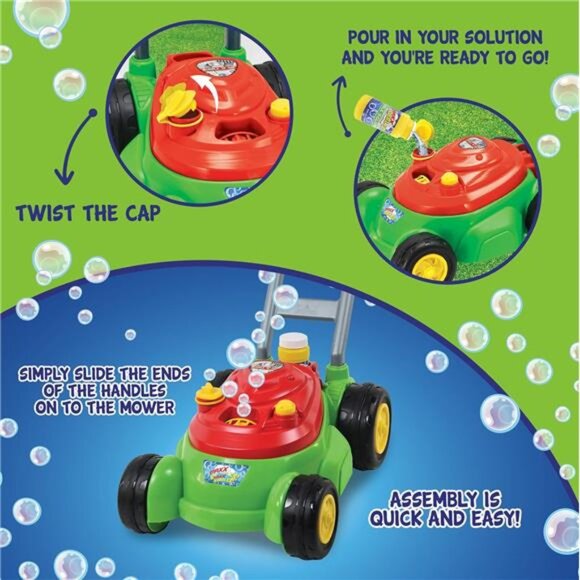 Maxx Bubbles Deluxe Bubble Lawn Mower Toy – Includes 4oz Bubble Solution | - Picture 6 of 7